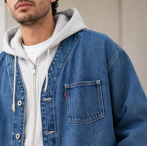 Custom Denim Jacket With Patch Pockets for Streetwear