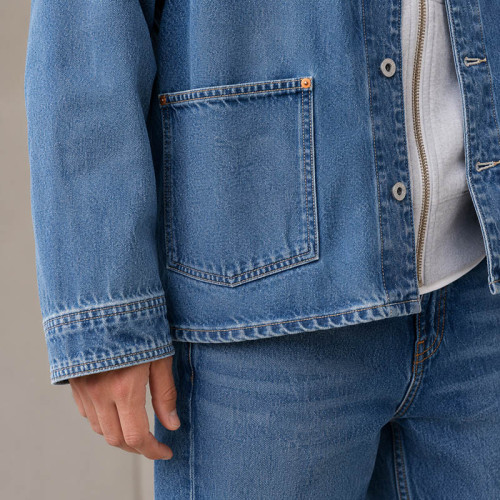 Custom Denim Jacket With Patch Pockets for Streetwear