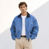 Custom Work Jacket With Contrast Collar and Zip Front