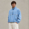 Custom Half Zip Denim Jacket With Stand Collar