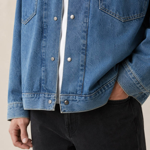 Custom Denim Jacket With Western Yoke and Flap Pockets