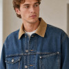 Custom Denim Jacket With Corduroy Collar and Flap Pockets