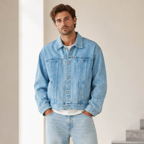 Custom Denim Jackets With Light Wash Trucker Fit