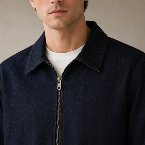Custom Denim Jacket With Dark Wash and Zip Front