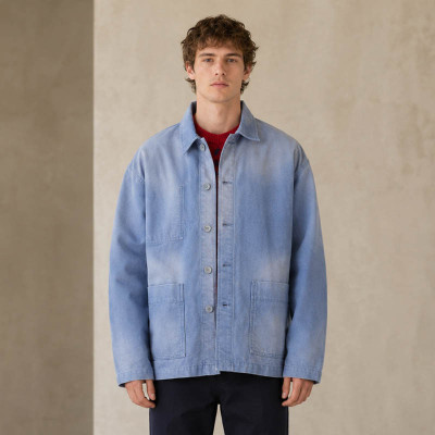 Custom Denim Jackets With Patch Pockets and Washed Finish