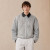Custom Grey Denim Jacket With Contrast Collar and Zip Front