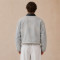 Custom Grey Denim Jacket With Contrast Collar and Zip Front