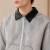 Custom Grey Denim Jacket With Contrast Collar and Zip Front