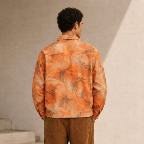 Custom Camo Work Jacket With Zip Front and Patch Pockets