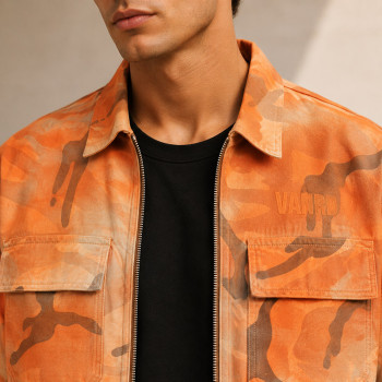 Custom Camo Work Jacket With Zip Front and Patch Pockets