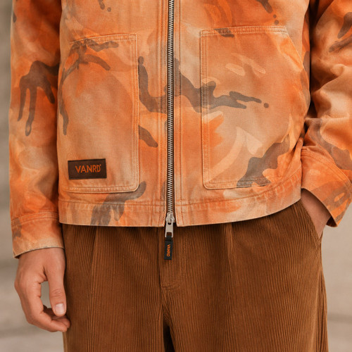 Custom Camo Work Jacket With Zip Front and Patch Pockets