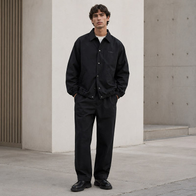 Custom Tracksuit Set in Black Nylon