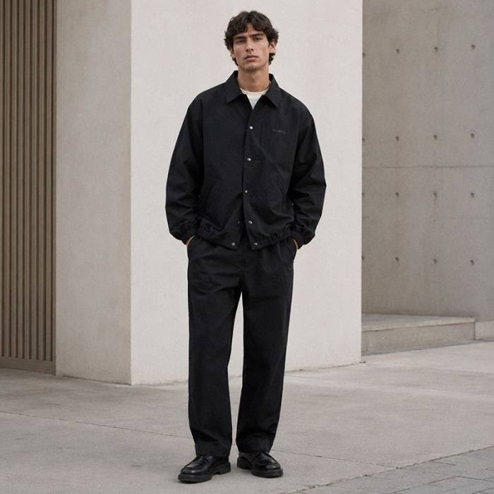 Custom Tracksuit Set in Black Nylon