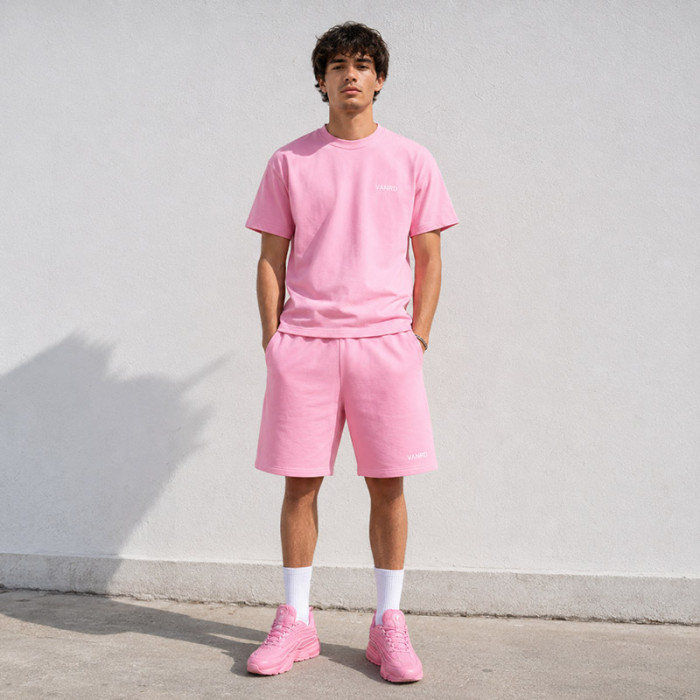 Custom Tracksuit Set in Pink T-Shirt and Shorts