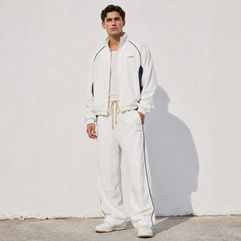 Custom White Tracksuit Set With Contrast Side Panels