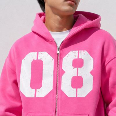 Custom Pink Zip Hoodie and Sweatpants Set