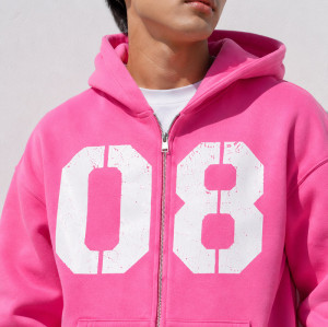 Custom Pink Zip Hoodie and Sweatpants Set
