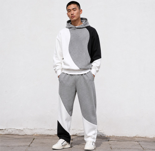 Custom Tracksuit Set With Color Block Hoodie