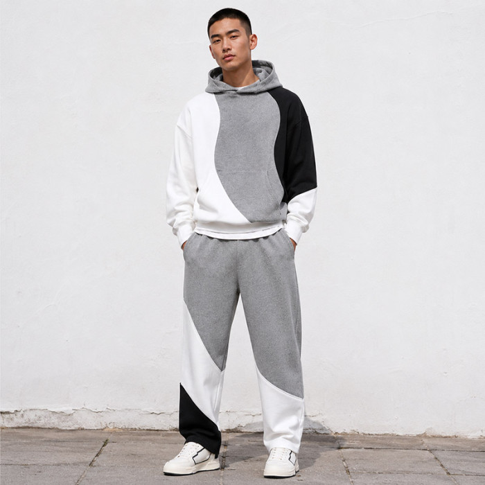 Custom Tracksuit Set With Color Block Hoodie