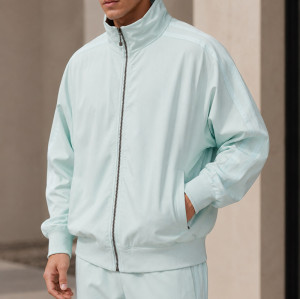Custom Nylon Tracksuit Set in Light Mint Woven Fabric