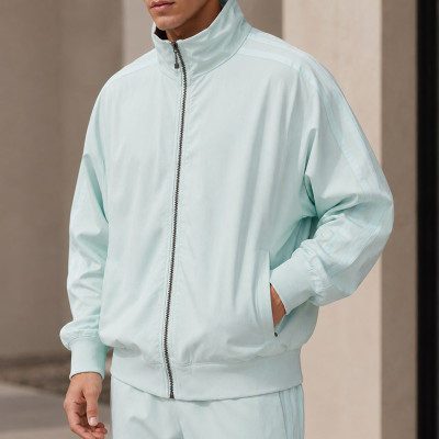 Custom Nylon Tracksuit Set in Light Mint Woven Fabric