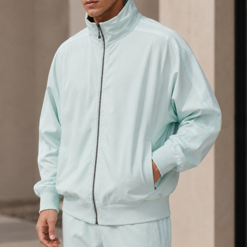 Custom Nylon Tracksuit Set in Light Mint Woven Fabric