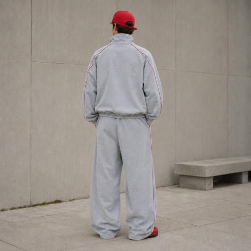 Custom Tracksuit Set in Heather Grey Half-Zip Fleece