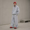 Custom Tracksuit Set in Heather Grey Half-Zip Fleece