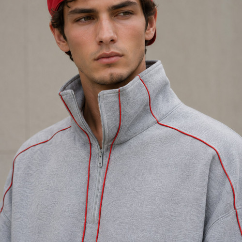 Custom Tracksuit Set in Heather Grey Half-Zip Fleece