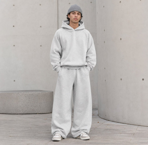 Custom Tracksuit Set in Heather Grey Fleece