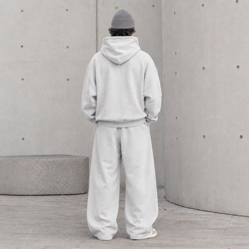 Custom Tracksuit Set in Heather Grey Fleece
