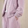 Custom Tracksuit Set in Pink Plaid Woven Fabric