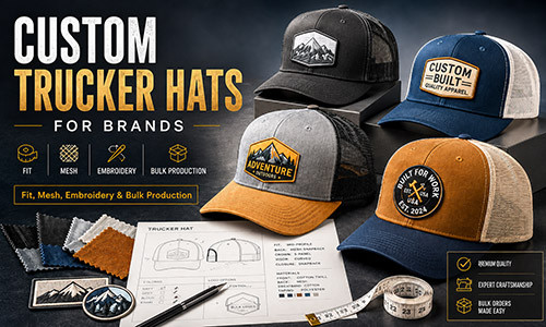 Custom Trucker Hats for Brands: Fit, Mesh, Embroidery, and Bulk Production Guide