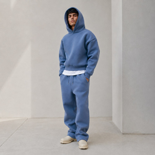 Custom Tracksuit Set in Slate Blue Fleece