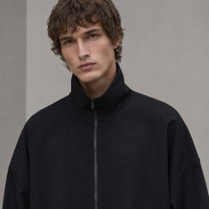 Custom Tracksuit Set in Black Half-Zip Fleece