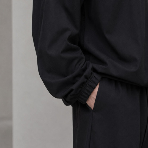Custom Tracksuit Set in Black Half-Zip Fleece