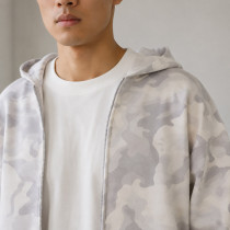 Custom Tracksuit Set in White Camo Fleece