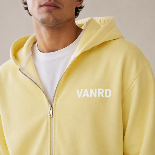 Custom Tracksuit Set in Pastel Yellow Zip Hoodie