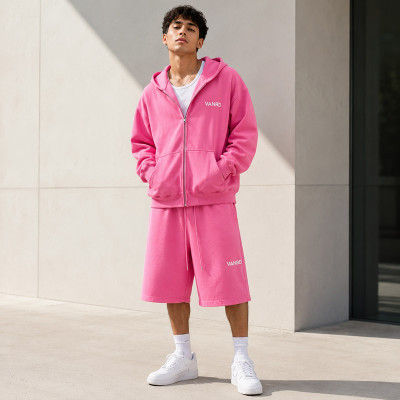 Custom Tracksuit Set in Hot Pink Zip Hoodie