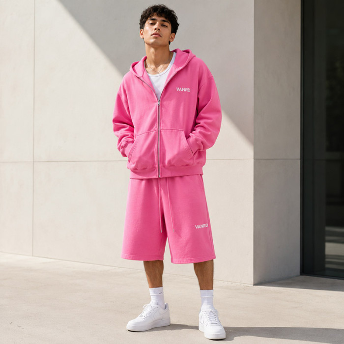 Custom Tracksuit Set in Hot Pink Zip Hoodie
