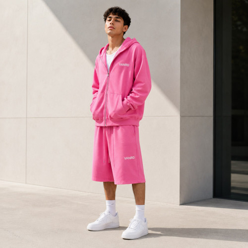 Custom Tracksuit Set in Hot Pink Zip Hoodie