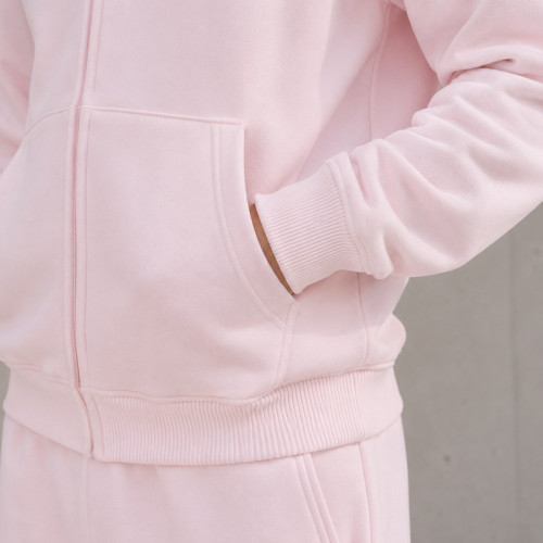Custom Tracksuit Set in Pastel Pink Zip Hoodie