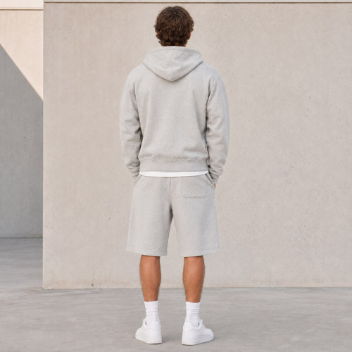 Custom Tracksuit Set in Grey Zip Hoodie Shorts