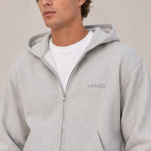 Custom Tracksuit Set in Grey Zip Hoodie Shorts