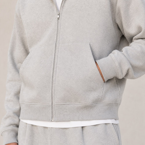 Custom Tracksuit Set in Grey Zip Hoodie Shorts