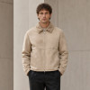 Custom Sherpa Collar Suede Jacket in Beige