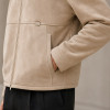 Custom Sherpa Collar Suede Jacket in Beige