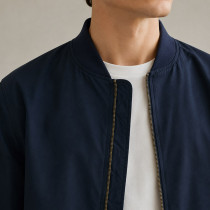 Custom Bomber Jacket in Navy Woven Fabric