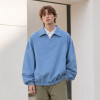 Custom Sweatshirt With Washed Blue Polo Collar