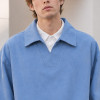Custom Sweatshirt With Washed Blue Polo Collar